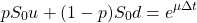 \[p S_0 u + (1-p) S_0 d=e^{\mu \Delta t}\]