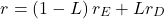 \[r=\left( 1-L \right)r_{E}+Lr_D\]